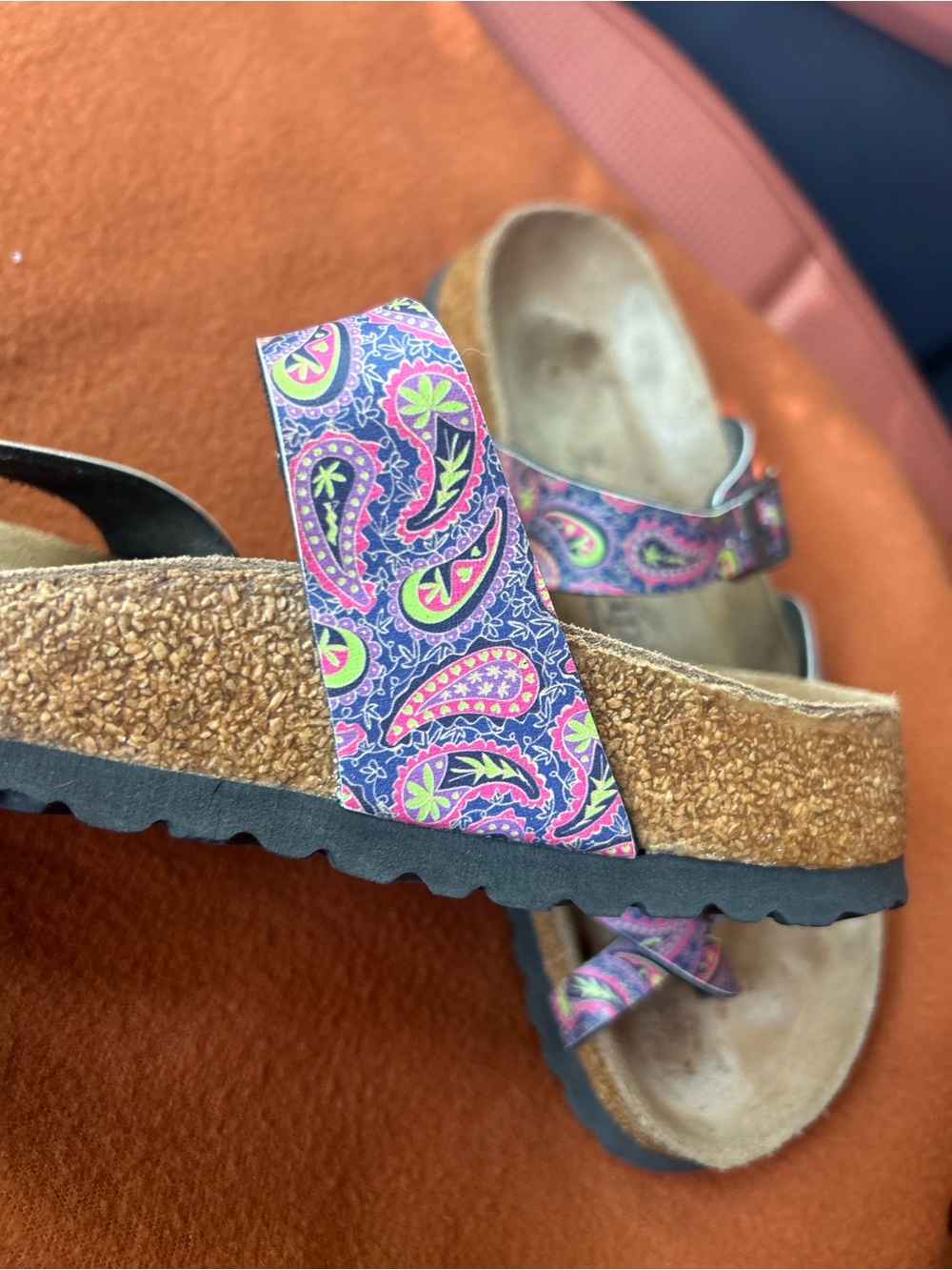 Birkenstock Papillio Multicolor Paisley Pattern Mayari Two-Strap Sandals size 7 - Picture 5 of 7